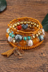 Western Boho Beaded Stone Charm Stackable Bracelet Set