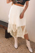 Western Boho Cascading Tiered Lace High Waisted Maxi Skirt