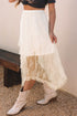 Western Boho Cascading Tiered Lace High Waisted Maxi Skirt