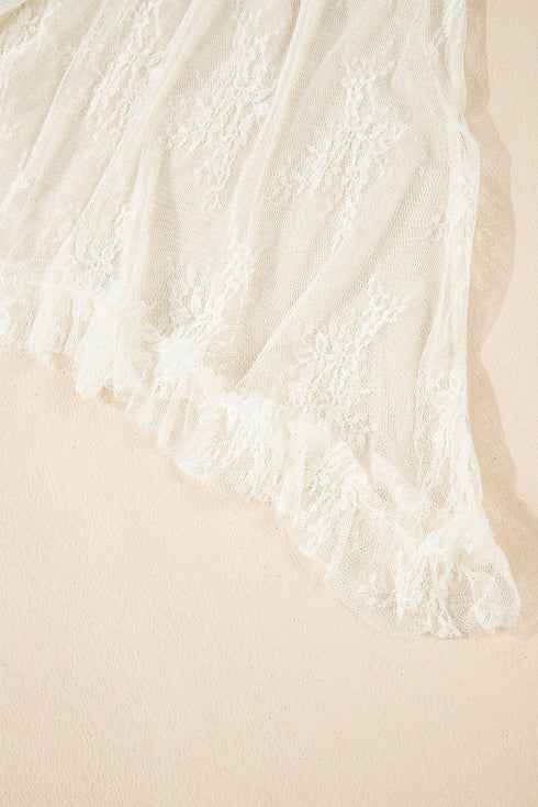 Western Boho Cascading Tiered Lace High Waisted Maxi Skirt