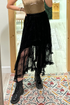 Western Boho Cascading Tiered Lace High Waisted Maxi Skirt