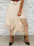 Western Boho Cascading Tiered Lace High Waisted Maxi Skirt