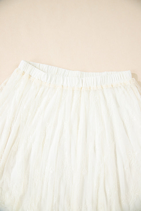 Western Boho Cascading Tiered Lace High Waisted Maxi Skirt