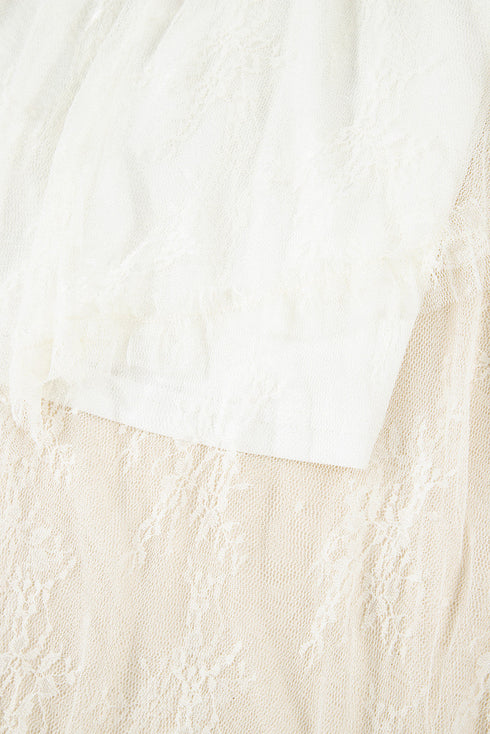Western Boho Cascading Tiered Lace High Waisted Maxi Skirt