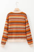 Western Boho Striped Zip Up Long Sleeve Jacket