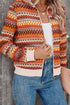Western Boho Striped Zip Up Long Sleeve Jacket