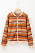 Western Boho Striped Zip Up Long Sleeve Jacket