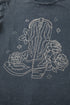 Western Boot And Floral Graphic Relaxed Cotton Tee