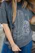 Western Boot And Floral Graphic Relaxed Cotton Tee