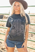 Western Boot And Floral Graphic Relaxed Cotton Tee