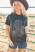 Western Boot And Floral Graphic Relaxed Cotton Tee