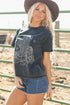 Western Boot And Floral Graphic Relaxed Cotton Tee
