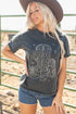 Western Boot And Floral Graphic Relaxed Cotton Tee