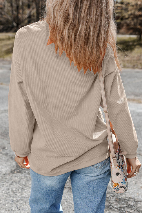 Western Boot Graphic Corduroy Crew Neck Sweatshirt