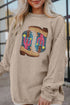 Western Boot Graphic Corduroy Crew Neck Sweatshirt
