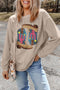 Western Boot Graphic Corduroy Crew Neck Sweatshirt