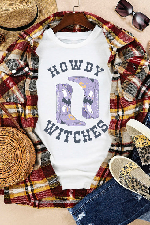 Western Boot Graphic Print Crewneck Short Sleeve Tee
