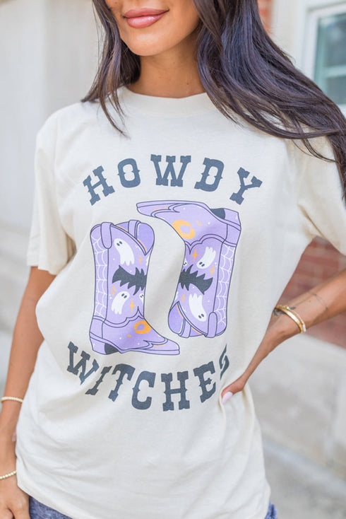 Western Boot Graphic Print Crewneck Short Sleeve Tee