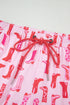 Western Boot Print Short Sleeve Ruffled Shorts Pajama Set