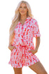 Western Boot Print Short Sleeve Ruffled Shorts Pajama Set