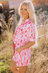 Western Boot Print Short Sleeve Ruffled Shorts Pajama Set