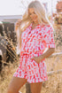 Western Boot Print Short Sleeve Ruffled Shorts Pajama Set