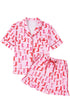 Western Boot Print Short Sleeve Ruffled Shorts Pajama Set