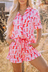 Western Boot Print Short Sleeve Ruffled Shorts Pajama Set