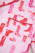 Western Boot Print Short Sleeve Ruffled Shorts Pajama Set