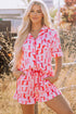 Western Boot Print Short Sleeve Ruffled Shorts Pajama Set