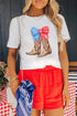 Western Boots And Bow Graphic Print Crew Neck Tee