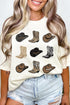 Western Boots And Hat Graphic Print Casual Tee