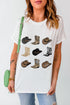 Western Boots And Hat Graphic Print Casual Tee