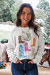 Western Boots Embroidered Drop Shoulder Pullover Sweater
