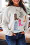 Western Boots Embroidered Drop Shoulder Pullover Sweater