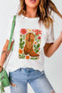 Western Boots Floral Print Short Sleeve Graphic Tee