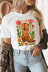 Western Boots Floral Print Short Sleeve Graphic Tee