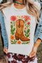 Western Boots Floral Print Short Sleeve Graphic Tee