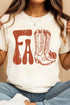 Western Boots Print Crew Neck Graphic Tee