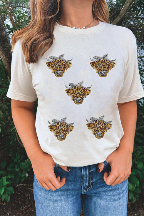 Western Bow Heifer Graphic Short Sleeve Crew Neck Tee