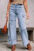 Western Bowknot Detail Boyfriend Cargo Denim Jeans