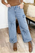 Western Bowknot Detail Boyfriend Cargo Denim Jeans