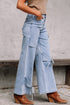 Western Bowknot Detail Boyfriend Cargo Denim Jeans