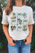 Western Bowknot Horse Graphic Print Crewneck Short Sleeve Tee
