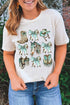 Western Bowknot Horse Graphic Print Crewneck Short Sleeve Tee