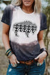 Western Buffalo Aztec Graphic Bleached Print Short Sleeve Tee