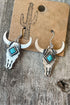 Western Bull Head Alloy Stone Detail Earrings