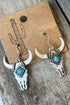 Western Bull Head Alloy Stone Detail Earrings