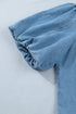 Western Button Down Puff Sleeve Patchwork Denim Mini Dress