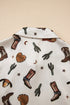 Western Cacti And Boot Print Button Up Shirt